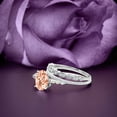 thumbnail image 3 of Beautiful Unique Art Deco 2.50 Carat Oval Cut Morganite And Diamond Moissanite Engagement Ring, Wedding Ring, Two Matching Band in 925 Sterling Silver With 18k White Gold Plating Gift For Her, 3 of 3