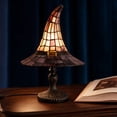 thumbnail image 4 of Tiffany-Style Imitation Stained Glass Witch Hat Table Lamp, 11.81" Vintage Imitation Glass Small Desk Light, Spooky Halloween Handicraft Lamp for Bedroom Living Room Mantel Home Decor, 4 of 5