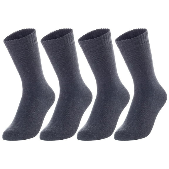 4 Pairs Children's Wool Socks for Boys and Girls. Durable, Sweat Resistant Colored Crew Socks Perfect for All Season LK0601 Size 6Y-8Y Dark Grey