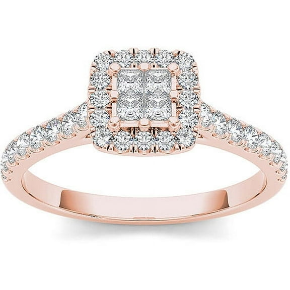 1/2 Carat T.W. Diamond 10kt Rose Gold Single Halo Engagement Ring