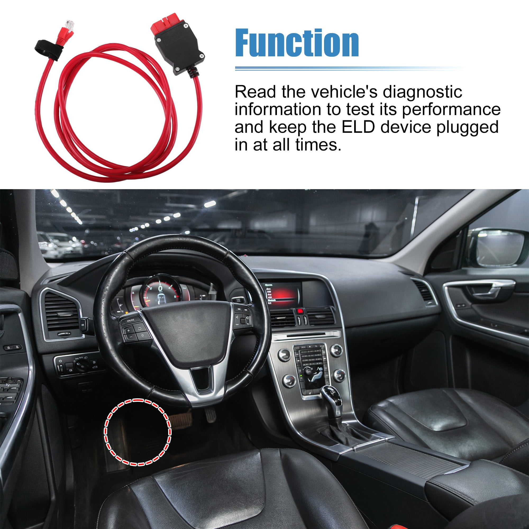 Unique Bargains OBD Cable Adapter Replacement for Volvo Vehicles 2016 Red Metal Plastic