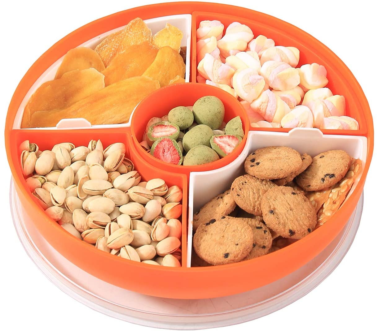 Blue XKXKKE Divided Serving Dishes with Lid,Serving Bowls,Multifunctional Party Snack Tray for Fruits,Nuts,Candies,Crackers,Veggies