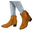 thumbnail image 3 of NECHOLOGY Botas Mujer Adulto Femenino Zapatos Botines para mujer Botas con borlas Retro de tacón y grueso con cremallera, zapatos transpirables para mujer, botas de para mujer (Brown, 7), 3 of 7