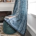 thumbnail image 2 of Cortina estilo bohemio con estampado geométrico azul, cortina de cocina terminada, cortina para ventana salediza, 2 of 5