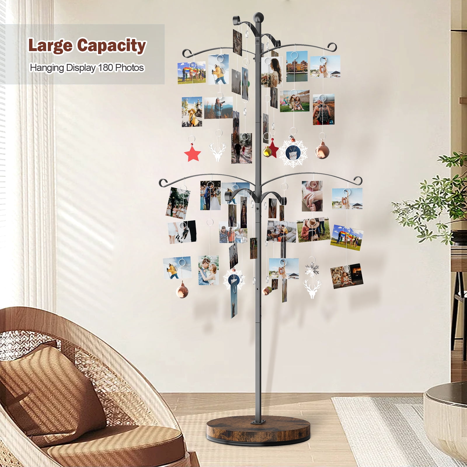 Sfugno Metal Photo Display Tree, 90 Clips Holder for 4x6, 5x7 Picture Frames Hanging & Gift Card Display, Versatile Home Decor for Family Collage Frame