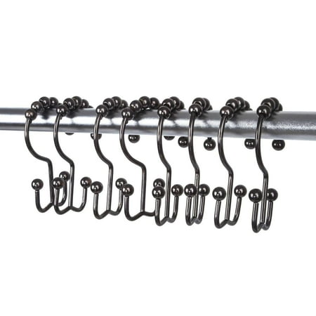 - Mowiss Shower Curtain Rings Hooks with Mills Metal Double Glide Polished Chrome Set of 12 Oil Rubbed Bronze