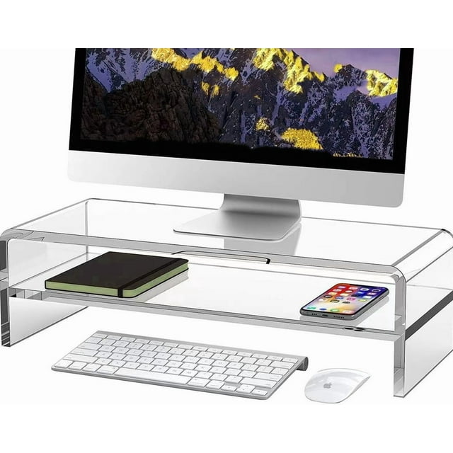 Soporte de monitor Wymexen, acrílico, 2 niveles, 40/50 cm, para iMac PC
