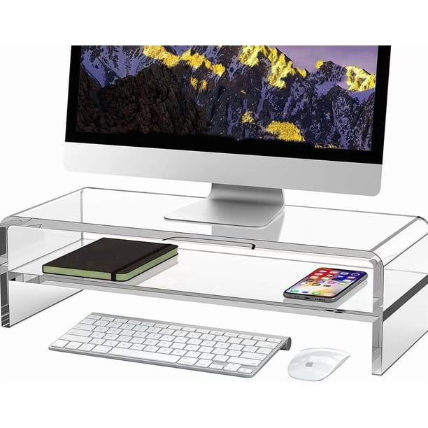 Soporte de monitor Wymexen, acrílico, 2 niveles, 40/50 cm, para iMac PC