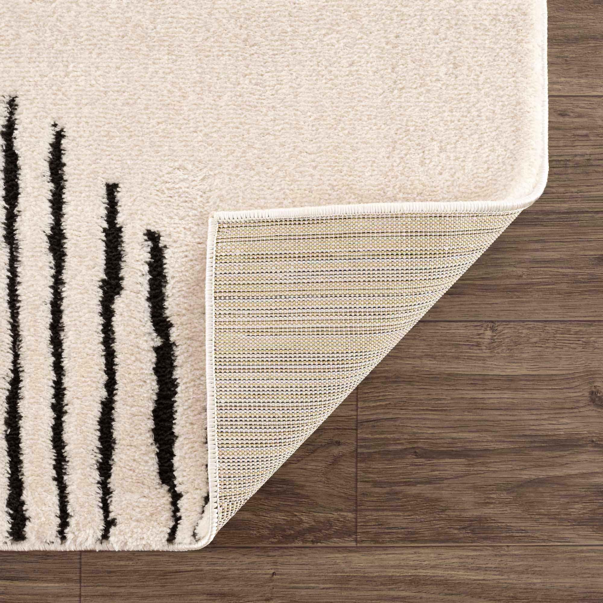 Hauteloom Mahsa Living Room, Bedroom Area Rug - Bohemian Farmhouse Round Pattern - Cream, Black - 7'10" x 10'