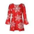 thumbnail image 4 of Timegard Plus Size Tops for Women Notched V Neck Button Christmas Day Print Ruffle 3/4 Sleeve Tunic Tops, 4 of 5