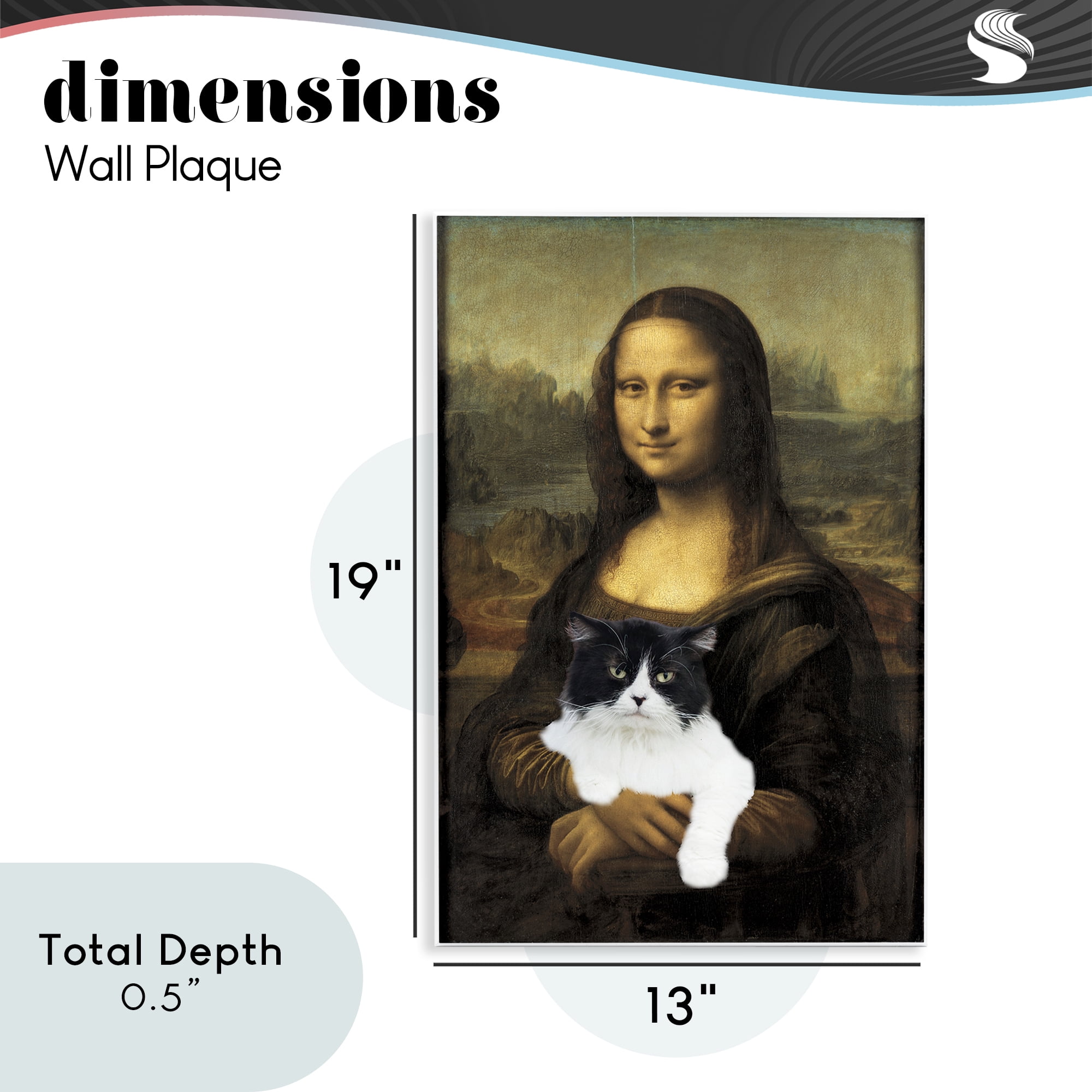 Mona Lisa Cat Lady Wall Plaque Art, design by Masters Redux