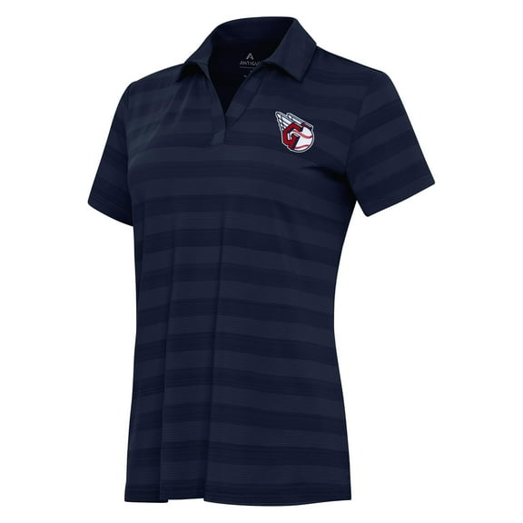 Women's Antigua Navy Cleveland Guardians Patch Tunnel Polo