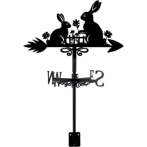 Iron Wind Direction Indicator Weathervane for Outdoor Garden Wind Measuring Tool Rabbit 265x358mm