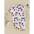 thumbnail image 3 of Jaweiwi 0-18M  Baby Jumpsuit, Short Sleeve Crew Neck Popsicle Print Zipped Summer Romper Clothes for Independence Day, 3 of 9