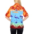 thumbnail image 2 of HAPPY BAY Hawaiian Shirts Womens Casual Summer Button Down Beach Party Blouse Shirt Tropical Blouses Short Sleeve Vacation Dress Tee Shirts Dresses for Women S Blue Flamingo, Orange, 2 of 5