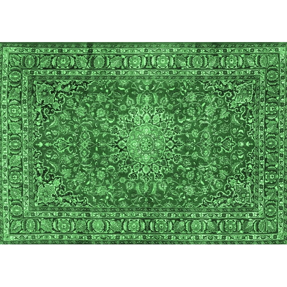 Ahgly Company Indoor Rectangle Persian Emerald Green Traditional Area Rugs, 8' x 10'