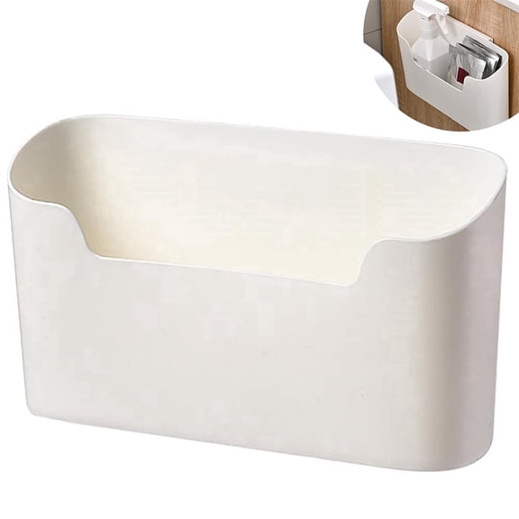 White Adhesive Kitchen Cabinet Door Organizer Under Sink Door Storage Shelf Storage Holder Basket Multi-Purpose Drawer Dividers for Bathroom Office Bedroom
