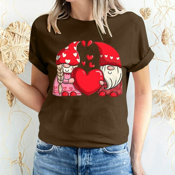 CALAFEBILA Womens T Shirts Long Sleeve Valentine Shirts Women,Women's Fashion Casual Crew Neck Heart Print Shirts Valentine's Day Gifts for Wife Tops