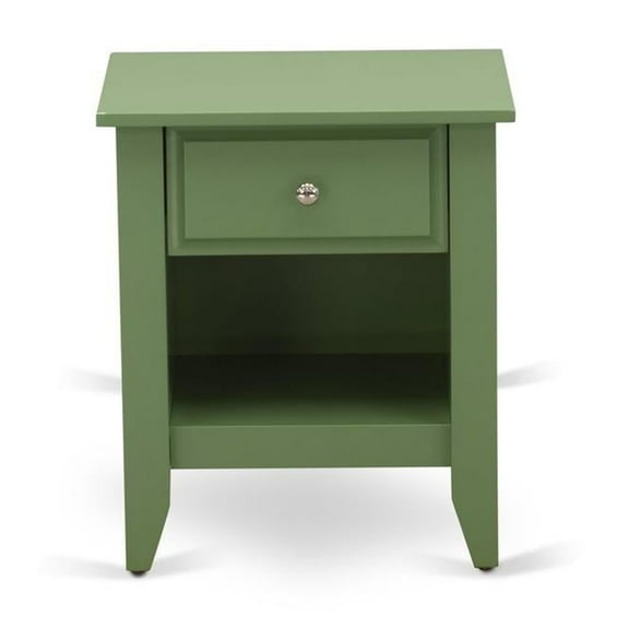 East West Furniture Gallatin 18" Wood Nightstand with 1 Drawer in Clover Green