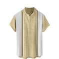 thumbnail image 5 of Lumtrix Mens Casual Summer Cotton Button Down Short Sleeve Shirts Cuban Camp Guayabera Beach Tops Khaki 2XL, 5 of 5