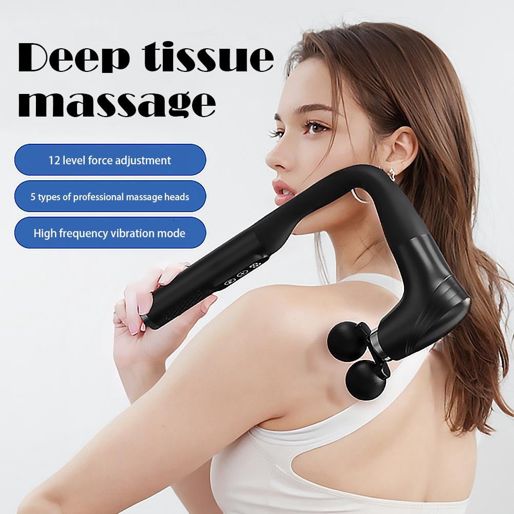 Massage Gun with Upgraded Extension Handle, U-Shaped Massage Gun Hot Compress Fitness Deep Tissue, Back Massager, Muscles/Neck/Shoulders/Waist/Legs Massager Portable for Pain Relief