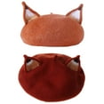 thumbnail image 6 of Yokua Women Girls Retro Beret Cap Cute 3D for Cat Fox Pointed Ears Faux Felt Painter H, 6 of 9
