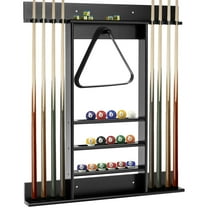 Topbuy Wall-Mounted Billiard Pool Cue Rack Pool Sticker Holder for Storing Cues & Pool Table Equipment Accessories Black