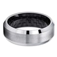 thumbnail image 2 of 8mm Carbon Fiber Tungsten Ring - Silver Tungsten - Tungsten Wedding Band - Mens (10), 2 of 3