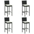 thumbnail image 1 of Nyra Garden Barstool Chair Set of 4, White Cushions, Black Rattan, 1 of 1