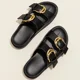 thumbnail image 2 of Sandalias de plataforma para mujer, sandalias romanas con hebilla de metal de moda retro para mujer, chanclas casuales de playa de verano para mujer, zapatillas planas para mujer, 2 of 6