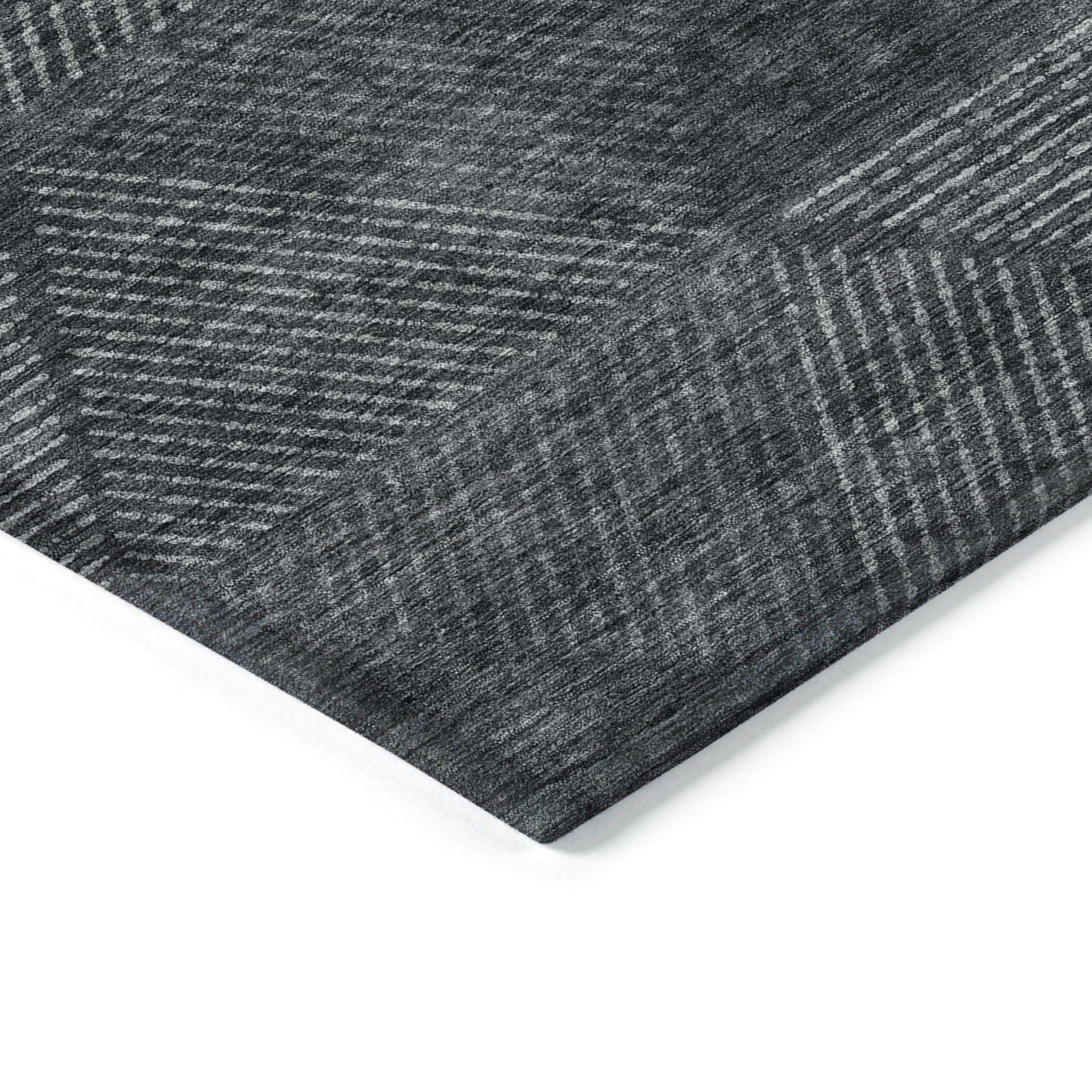 Addison Rugs Chantille Indoor/Outdoor Transitional Geometric Charcoal Washable Rectangle Rug, 10' x 14'