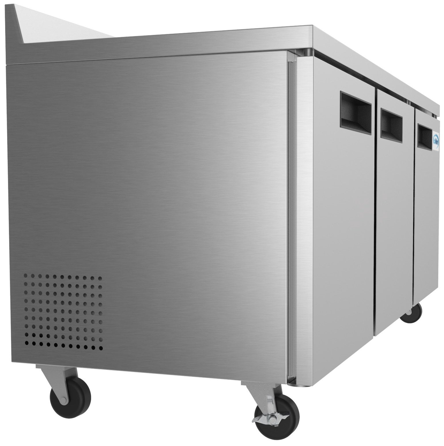 KoolMore 72" Stainless Steel 3 Door Worktop Commercial Refrigerator with 3 1/2 Backsplash - 16.9 cu.ft