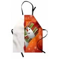 thumbnail image 1 of Christmas Apron Cute Snowman with Mittens and Hat and Scarf New Year Celebration Festive Design, Unisex Kitchen Bib Apron with Adjustable Neck for Cooking Baking Gardening, White Orange, by Ambesonne, 1 of 3