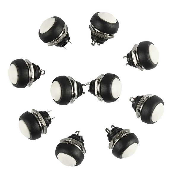 Larcele Interrupteur Instantané Étanche 12mm, 10 Pcs ANKG-01 (Blanc)