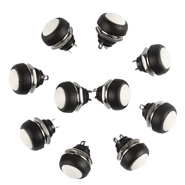 Larcele 12mm Waterproof Push Button Momentary On Off Switch,10 Pieces ANKG-01 (White)