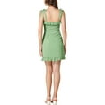 thumbnail image 4 of INSPIRE CHIC Women's Printed Spaghetti Strap Ruffle Flare Mini Dress S Light Green-Dots, 4 of 7