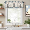 thumbnail image 2 of Curtain Valance for Windows, Easter Rabbits Blue Flower Kitchen Valances Rod Pocket Short Curtains, Spring Animal Floral Linen Texture Window Valance for Bedroom Bathroom Living room 60x18in, 2 of 9