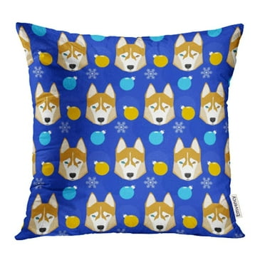 CMFUN Breed Winter Holiday Husky Dog Snow and Glass Ball Pattern for Album Garment Pillow Case Pillow Cover 18x18 inch Throw Pillow Covers