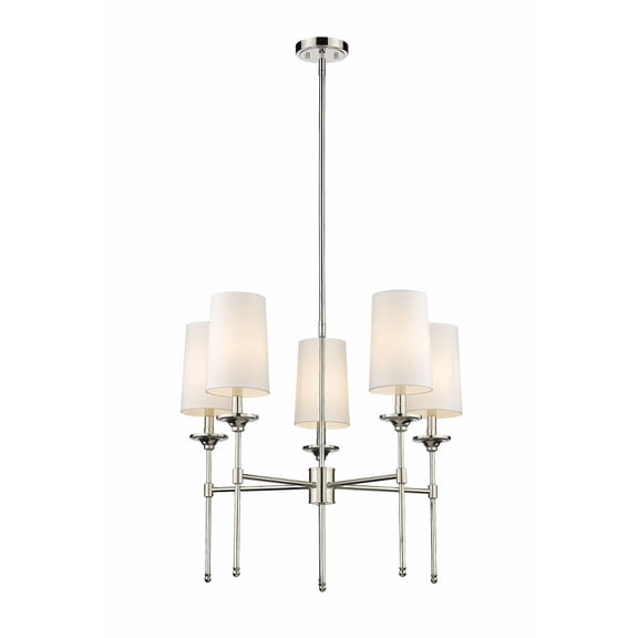 3033-5PN-Z-Lite-Emily - 5 Light Chandelier In Traditional Style-25.5 Inches Tall and 28 Inches Wide-Polished Nickel Finish