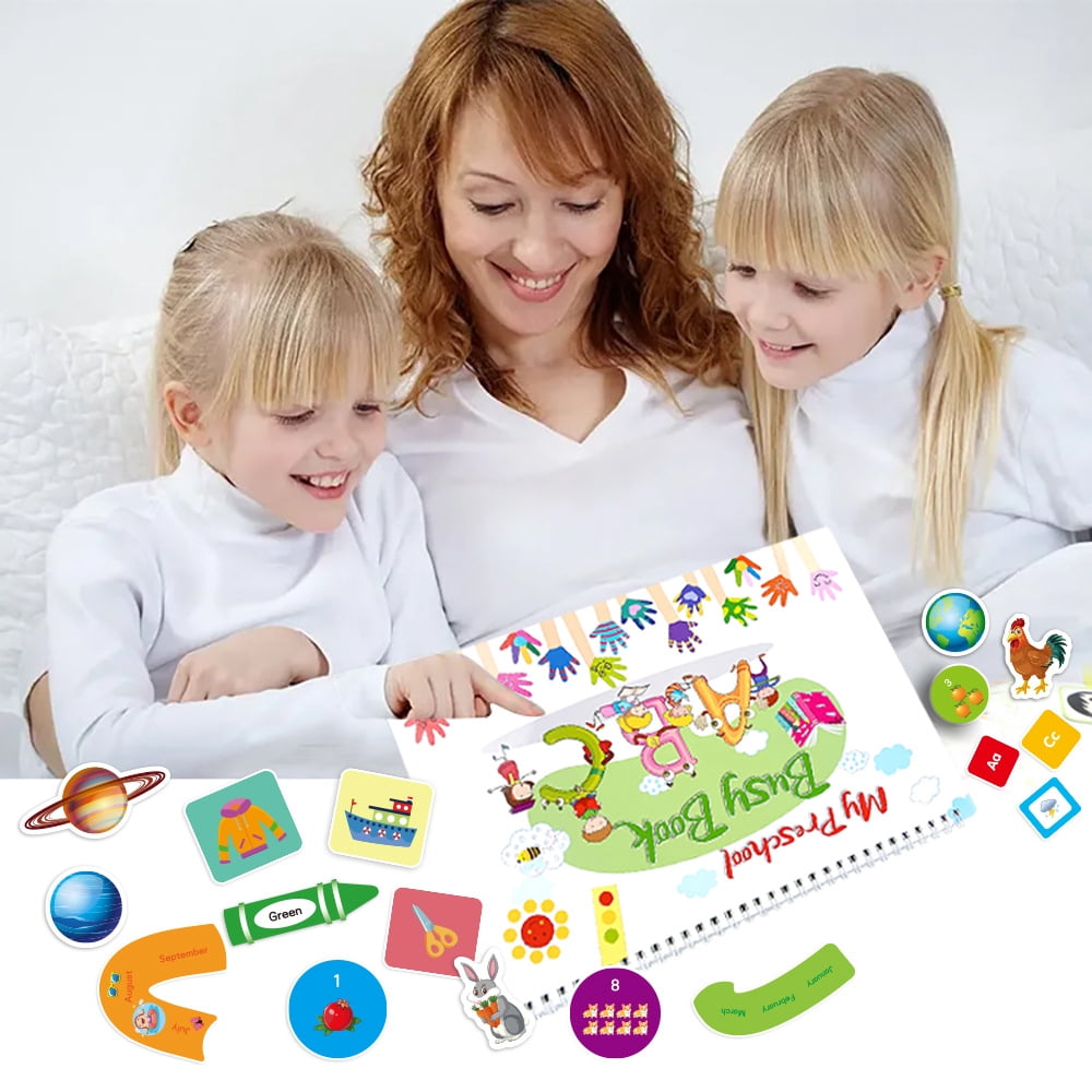 Preschool Busy Book for Toddler, Kindergarten Workbook Education Toy Reusable Waterproof Quiet Book Activity Board Learning Gift for Kids Boys Girls, Christmas, Birthdays, Children's Day
