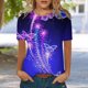 thumbnail image 2 of Gibobby Casual Playera de Manga Corta para Mujer Camiseta manga corta con cuello redondo y estampado moda informal para mujer(Azul,XL), 2 of 4