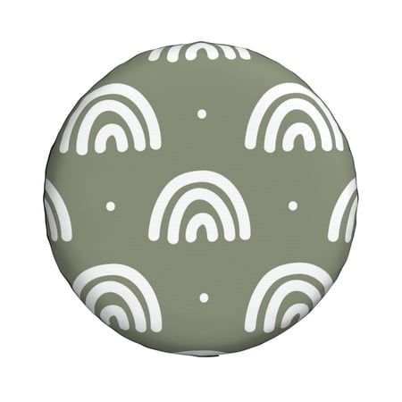 Waterproof Spare Wheel Cover  Vintage Green Rainbows Design Pattern Adjustable Wheel Cover For Jeep Trailer RV SUV Car  17 inch