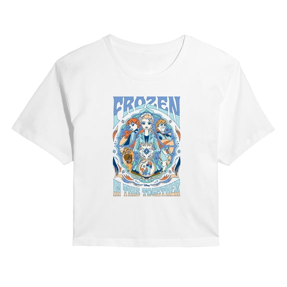 Frozen - In this Together - Juniors Cropped Graphic T-Shirt
