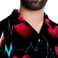 thumbnail image 5 of Valentine's Day Love ECG Men's Short Sleeve Casual Printed Button Down Beach Shirts Hawaiian Style Unisex Summer Shirt, 5 of 6