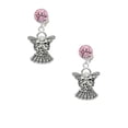 thumbnail image 2 of Delight Jewelry Silvertone Antiqued Angel with Bow & Crystal Pink Crystal Clip on Earrings, 2 of 5
