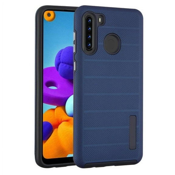 Samsung Galaxy A21 Case Drop-Protection Hard PC   Soft TPU Hybrid Impact Heavy Duty Dual Layers Body Protective Textured Anti Slip Armor Rubber Rugged Cover BLUE Case for Samsung Galaxy A21 (2020)