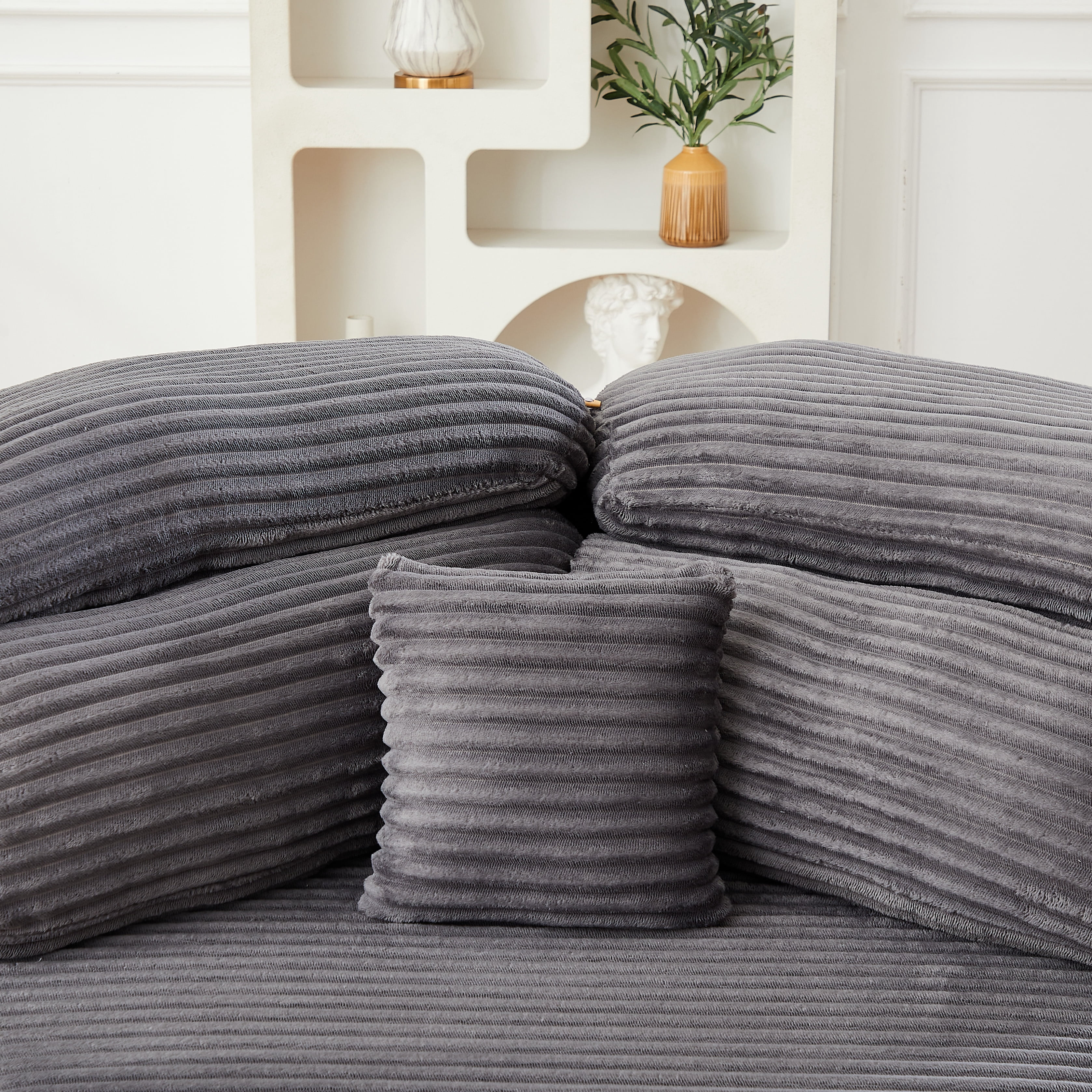 Leumius 53" Single Sofa,Oversized Modular Sofa Lounge Chair with Stylish Envelop Sesign Pillow,Pentagonal Sofa Boneless Couch for Living Room,Gray Corduroy