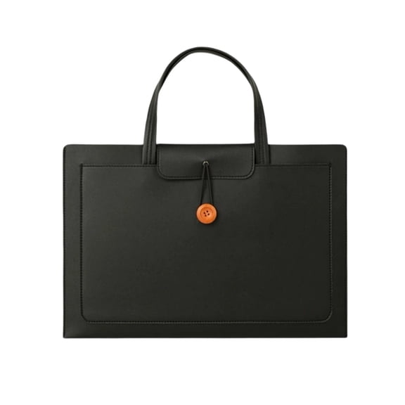 COM1950s Pu Leather Laptop Tote Bag 13-14 Inch, Water-Resistant Work Case with Detachable Handle, Document Organizer Portfolio for Men Women, Office Travel Essential