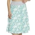 thumbnail image 1 of Women's Flower Hawaiian Tropic Hibiscus A-line Printed Skirt Casual Wear, 3XL, Pale Teal Pale Green, by Ambesonne, 1 of 1