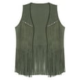thumbnail image 3 of zdhoor Men's Cowgirl Costume Sleeveless Fringe Waistcoat Western Cowboy Tassel Vest Cosplay Outfits Army Green XXL, 3 of 4